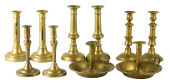 TEN BRASS CANDLESTICKS, ENGLIS