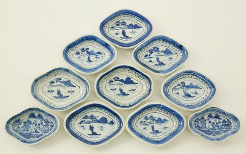 TEN CANTON BUTTER PATS, 19TH