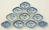 TEN CANTON BUTTER PATS, 19TH C