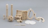 TEN CARVED BONE AND IVORY ITEM