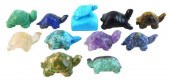 TEN CARVED HARDSTONE TURTLES,