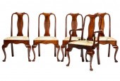 TEN CARVED MAHOGANY DINING CHA