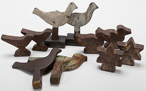 TEN CAST IRON SHOOTING GALLERY