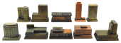 TEN CAST METAL COIN BANKS, ALL