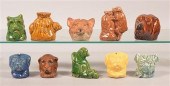TEN CERAMIC AND POTTERY ANIMAL