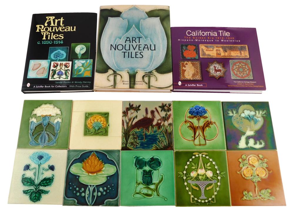 TEN CERAMIC ART NOUVEAU TILES