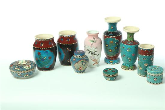 TEN CERAMIC VASES AND JARS.  Asian