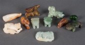 Ten Chinese carved jade and ha