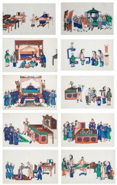 TEN CHINESE GOUACHE ON PITH PA