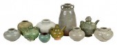 TEN CHINESE GREEN EARTHENWARE