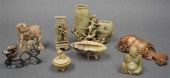 TEN CHINESE SOAPSTONE CARVINGS