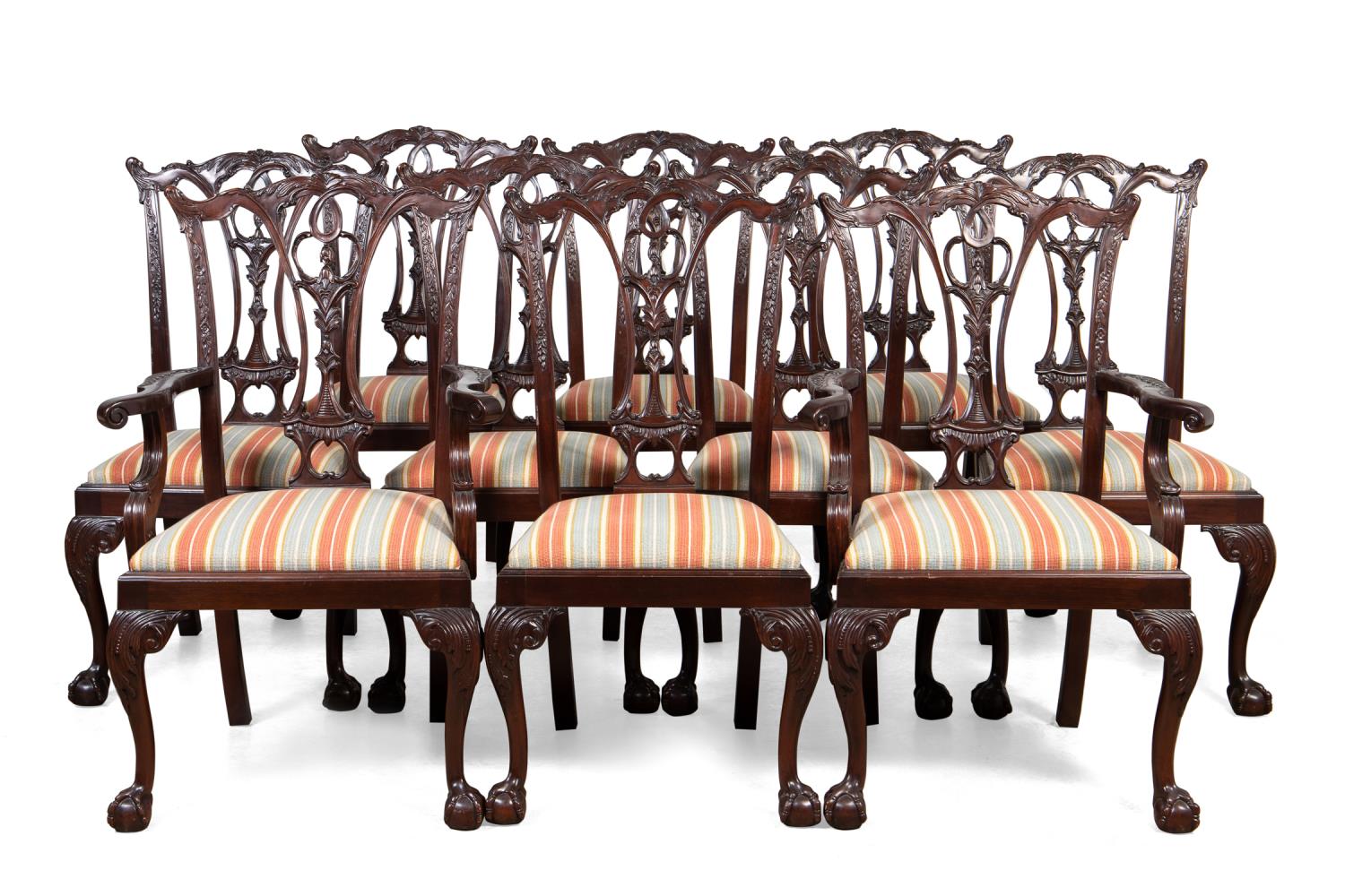 TEN CHIPPENDALE STYLE MAHOGANY