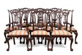 TEN CHIPPENDALE STYLE MAHOGANY