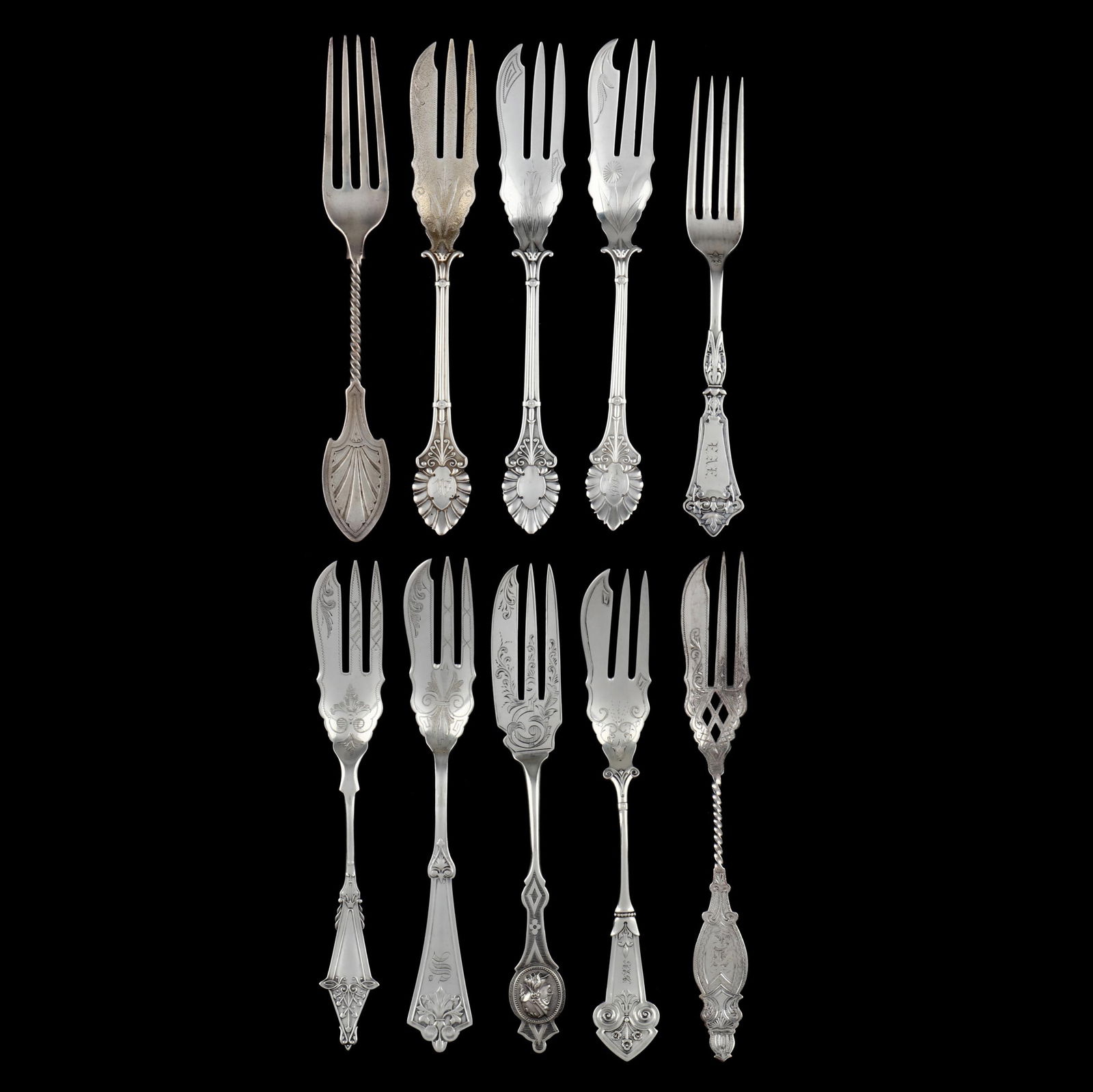 TEN COIN SILVER AND STERLING SILVER