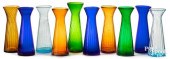 TEN COLORED GLASS HYACINTH VAS