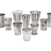 Ten Continental Silver Beakers
