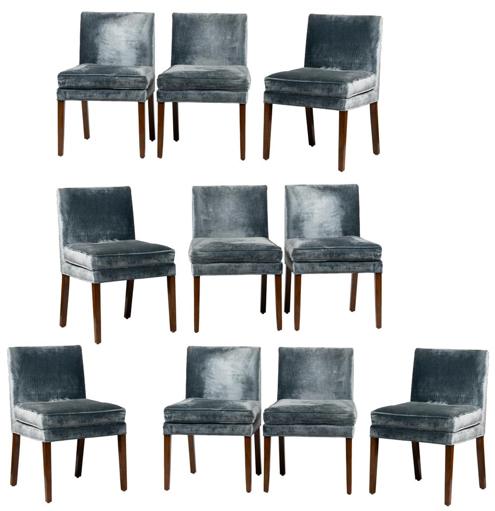 TEN CUSTOM UPHOLSTERED DINING