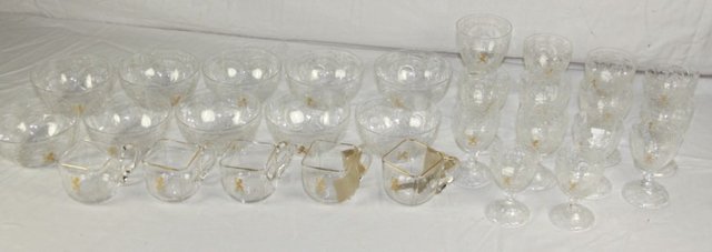 Ten cut glass finger bowls engraved