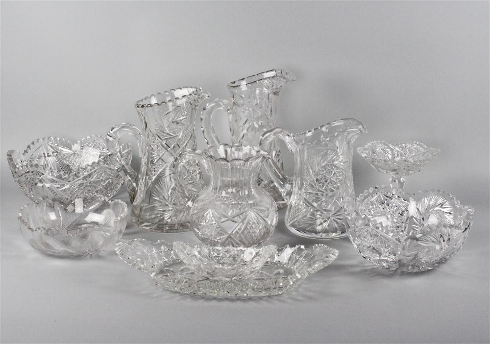 TEN CUT GLASS TABLEWARES