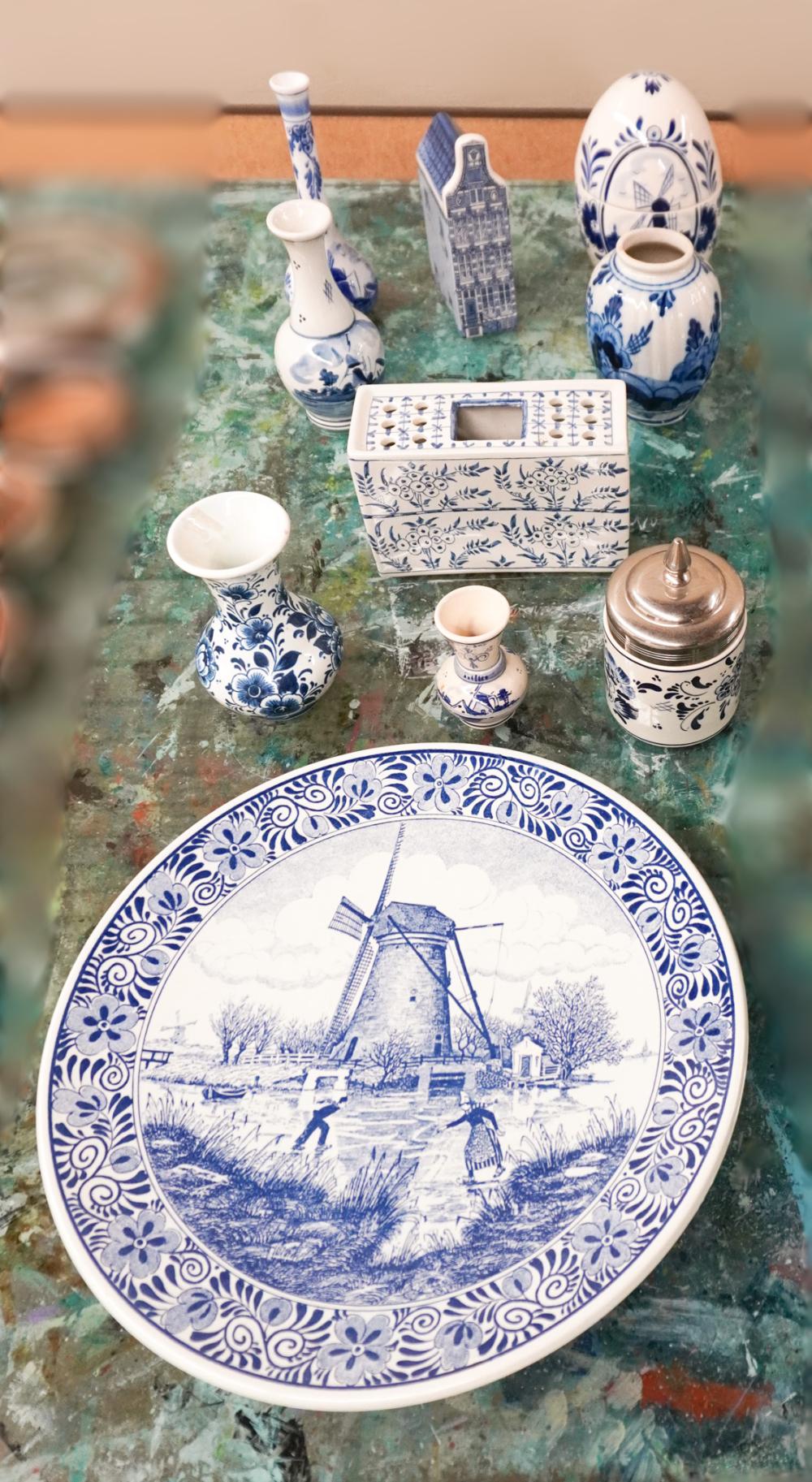 TEN DELFT BLUE AND WHITE CERAMIC
