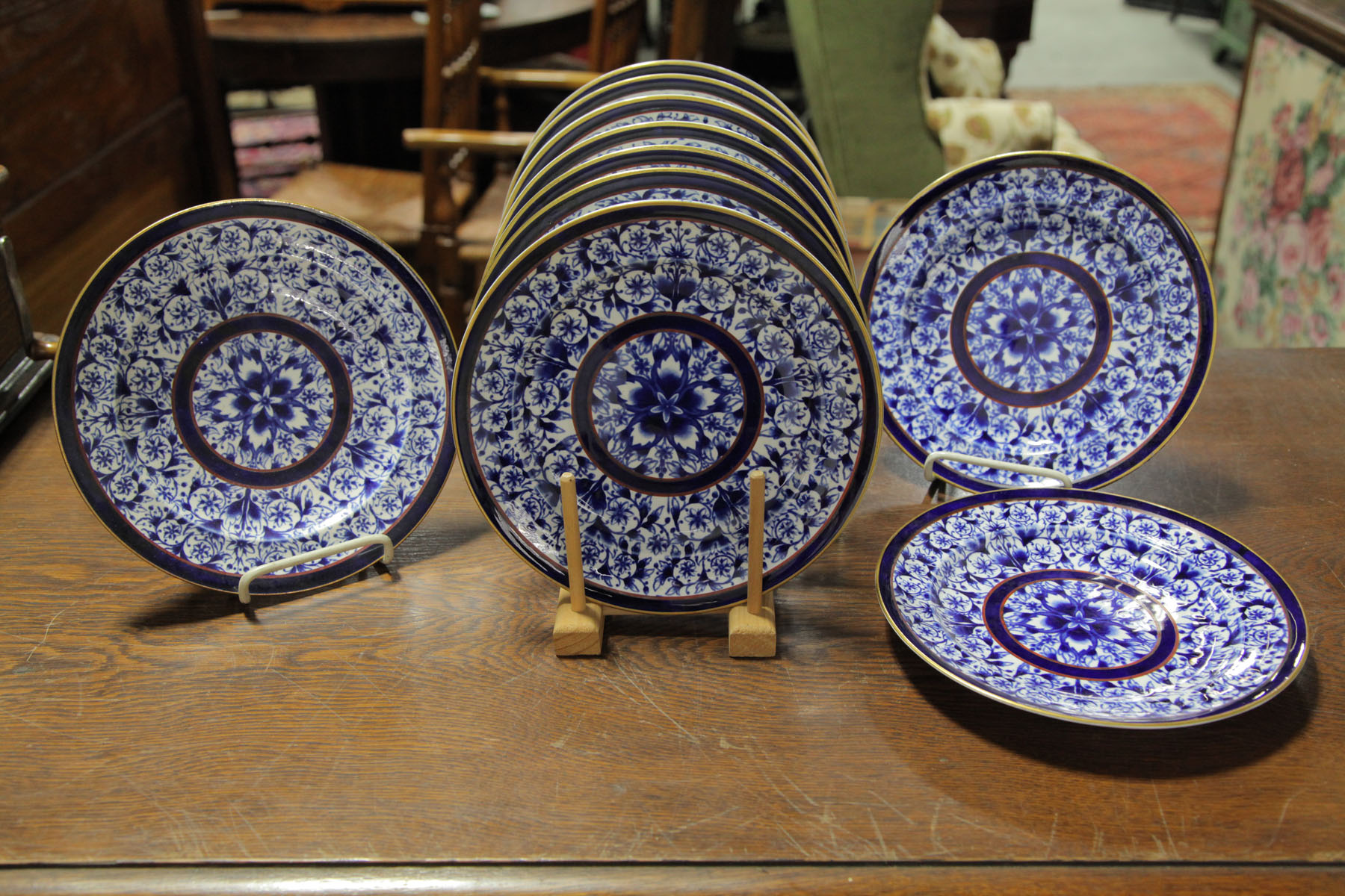TEN DERBY PORCELAIN PLATES. 