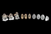 TEN DIMINUTIVE CRYSTAL FIGURES