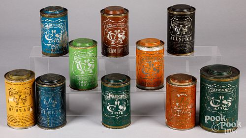 TEN EARLY STENCIL PAINTED SPICE