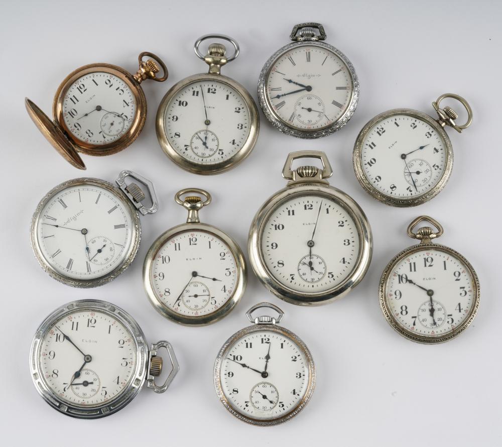 TEN ELGIN POCKET WATCHES1: Illinois