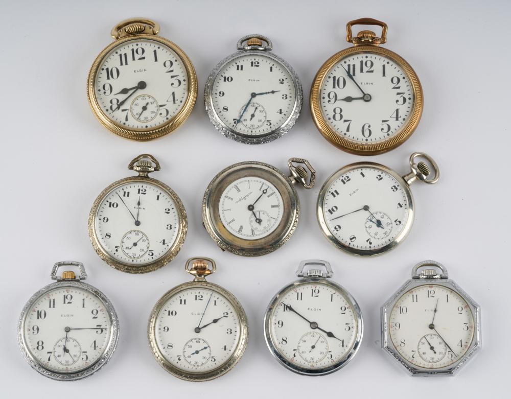 TEN ELGIN POCKET WATCHES1: Illinois
