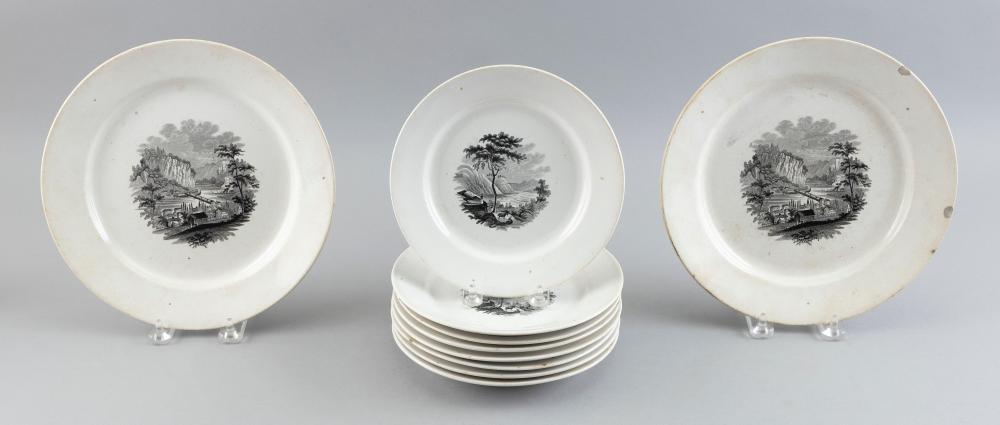 TEN ENGLISH IRONSTONE BLACK AND