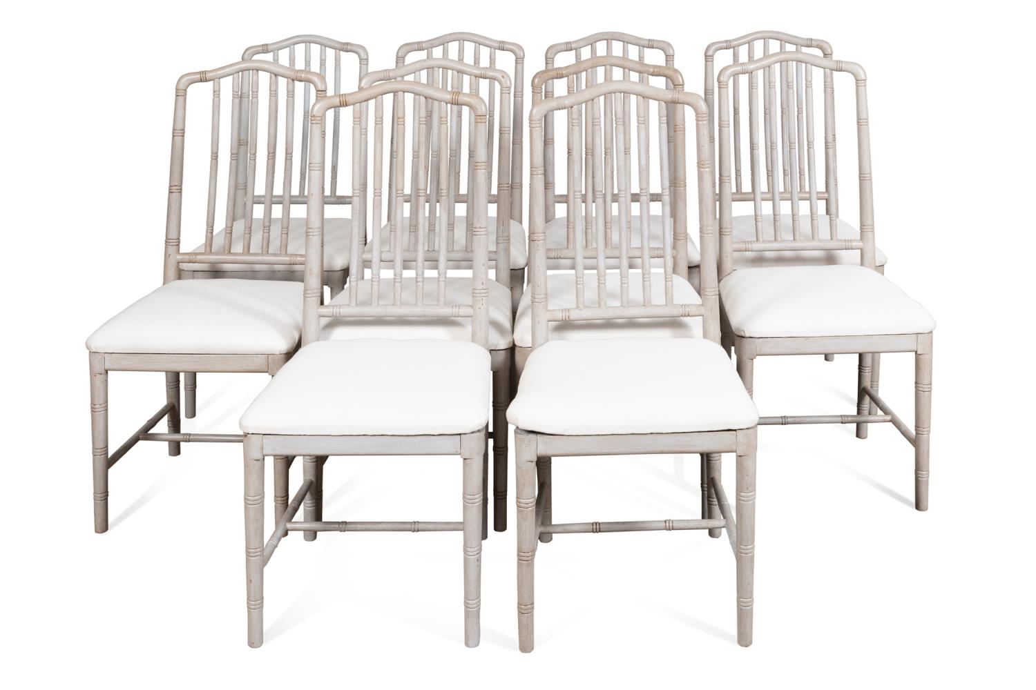 TEN FAUX BAMBOO GRAY PAINTED DINING