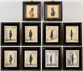 TEN FRAMED LITHOGRAPHED SILHOU
