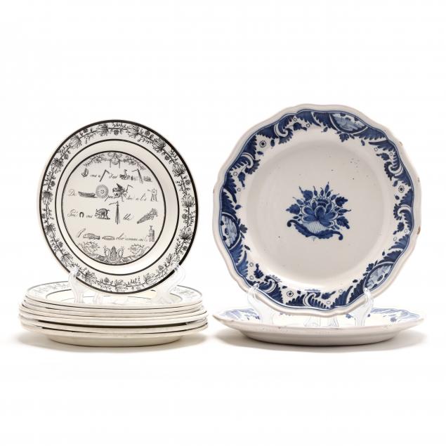 TEN FRENCH AND ITALIAN PLATES, 19TH