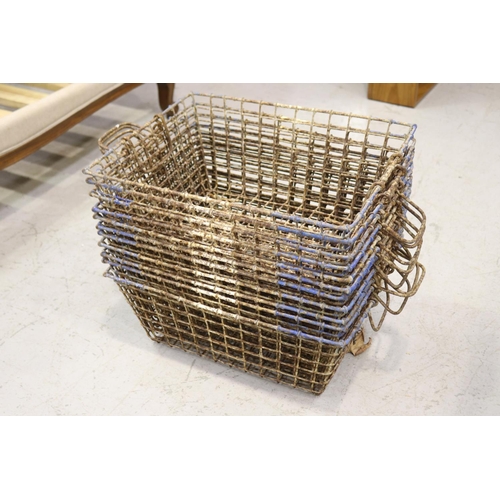 Ten French oyster baskets, each