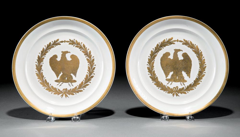 TEN FRENCH PORCELAIN GILT-DECORATED