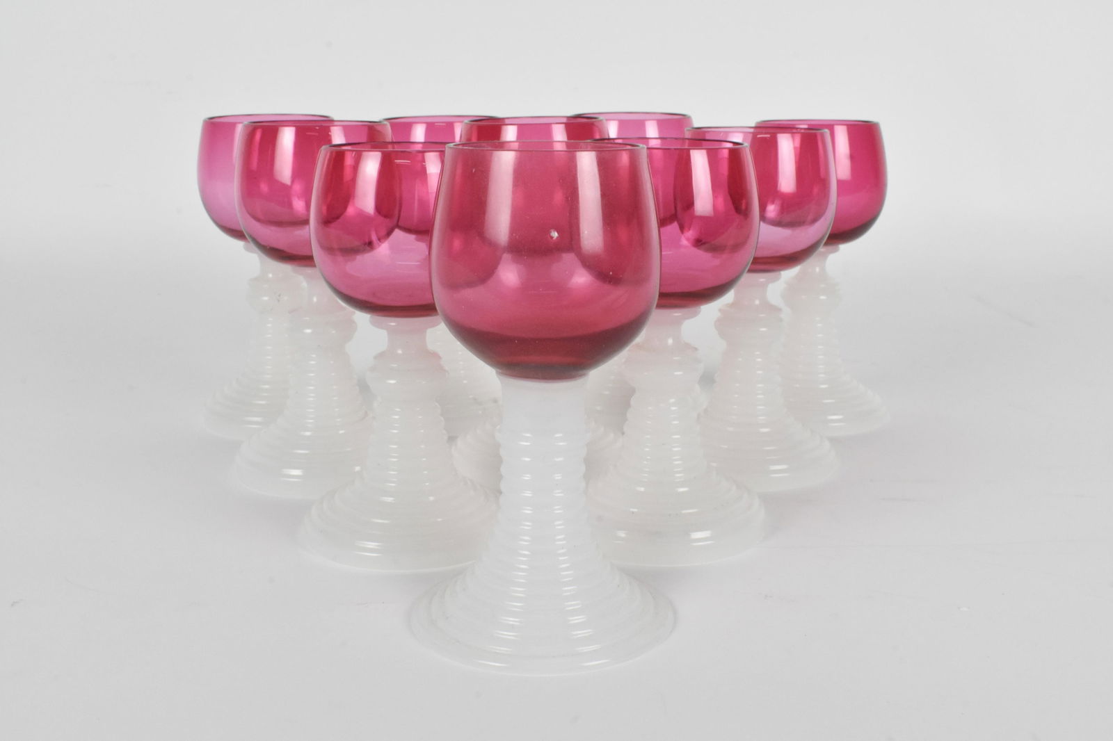 TEN GERMAN HAND BLOWN GLASS HOCKS