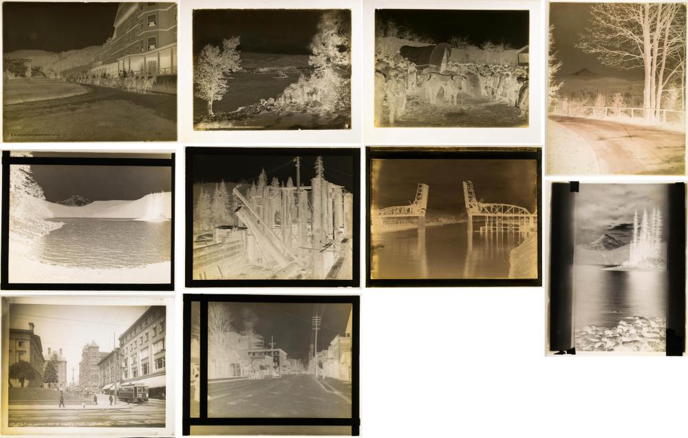 TEN GLASS NEGATIVES/POSITIVES OF