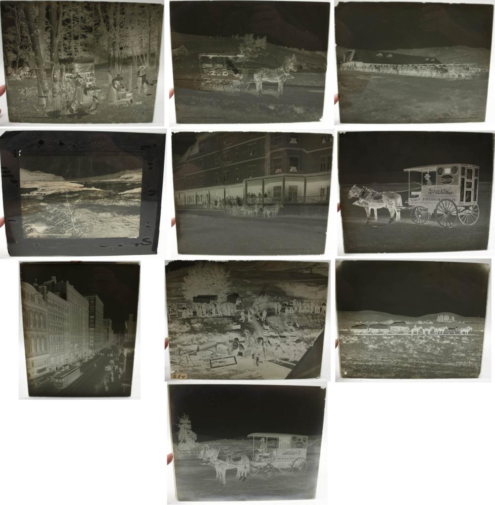TEN GLASS PHOTOGRAPHIC PLATES OF