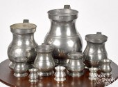 TEN GRADUATED PEWTER MEASURES,
