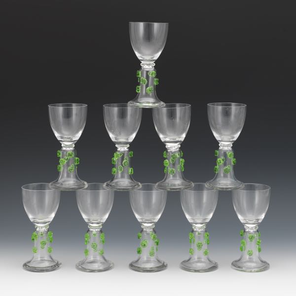 TEN HAND BLOWN STEMMED CORDIALS 5