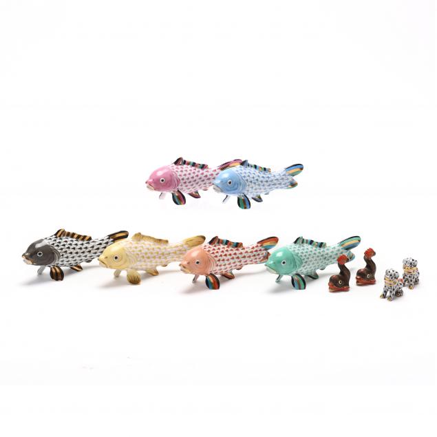 TEN HEREND FISHNET FIGURINES OF