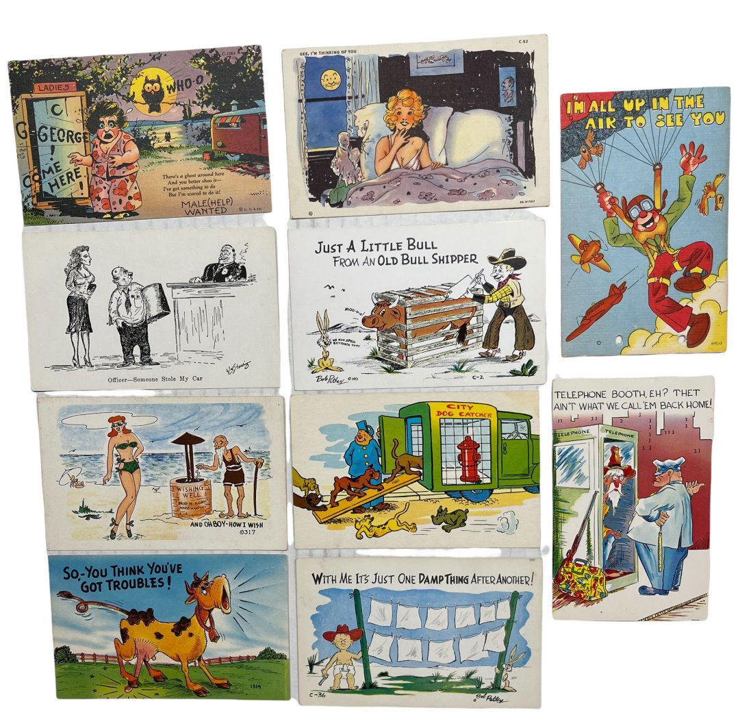 TEN HUMOROUS THEMED POSTCARDS