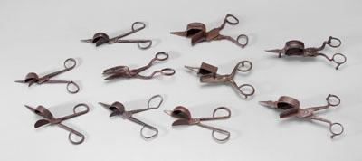 Ten iron candle snuffers: all