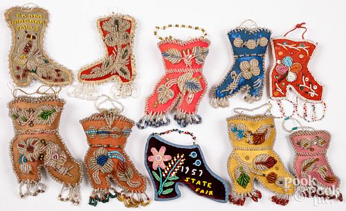 TEN IROQUOIS INDIAN BEADED SHOE PIN