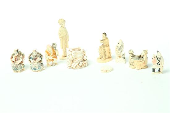 TEN IVORY CARVINGS.  Japan  1st