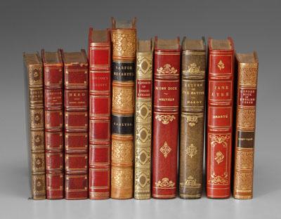 Ten leather-bound books: mixed