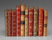 Ten leather-bound books: mixed