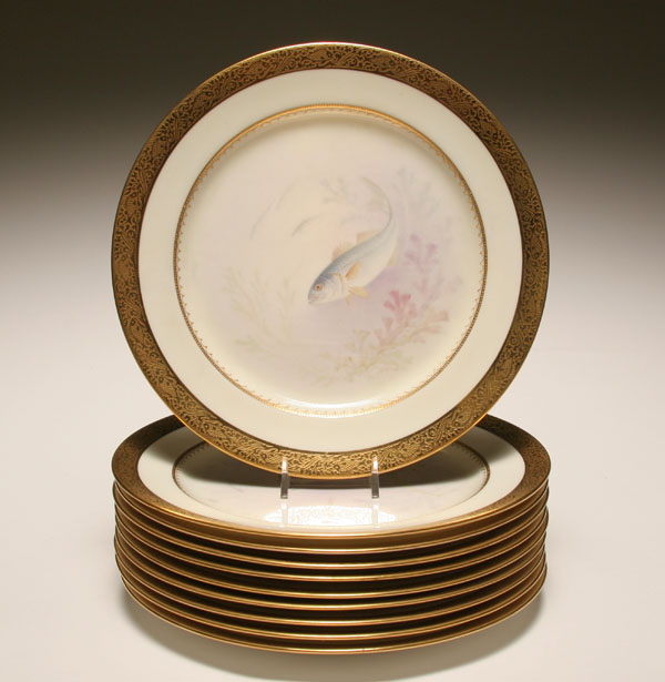 Ten Lenox porcelain hand painted