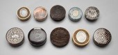 Ten lidded dresser boxes: one