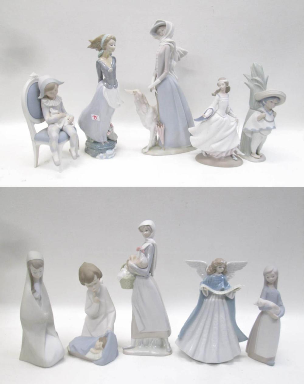 TEN LLADRO PORCELAIN SCULPTURES,